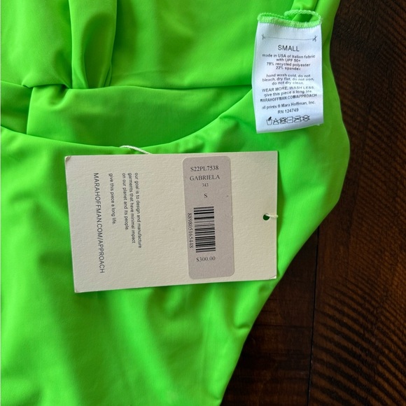 MARA HOFFMAN SOLID GABRIELA HALTER SWIMSUIT INTENSITY GREEN Plunging V-Neckline - Picture 10 of 11